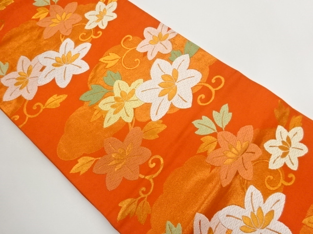 JAPANESE KIMONO / NAGOYA OBI / WOVEN CLOUD & ARABESQUE FLOWER 